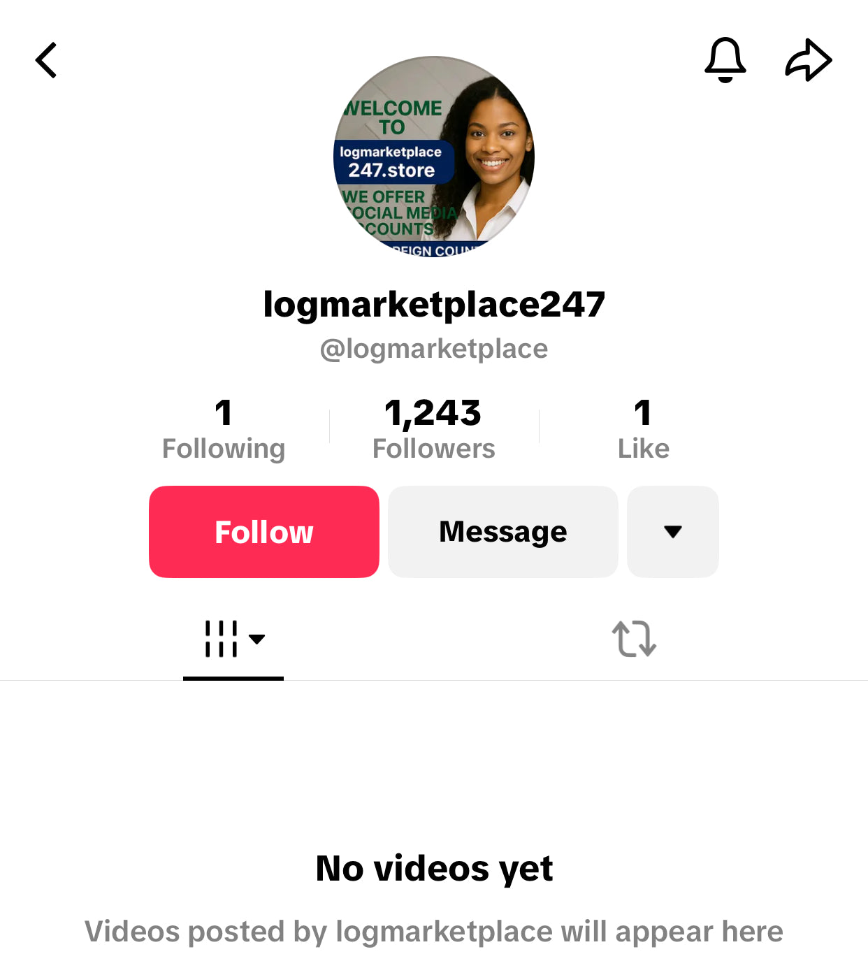 NIGERIA TIKTOK ACCOUNT WITH 1,2k FOLLOWERS
